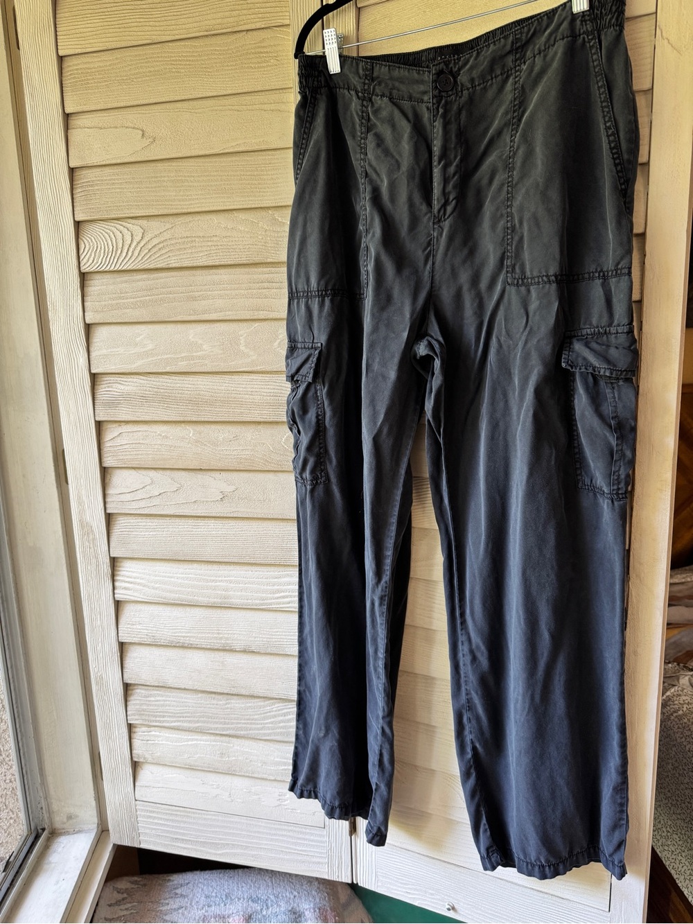 Sanctuary Tencel charcoal Black WoMen's Cargo Pants with Pockets natural fiber